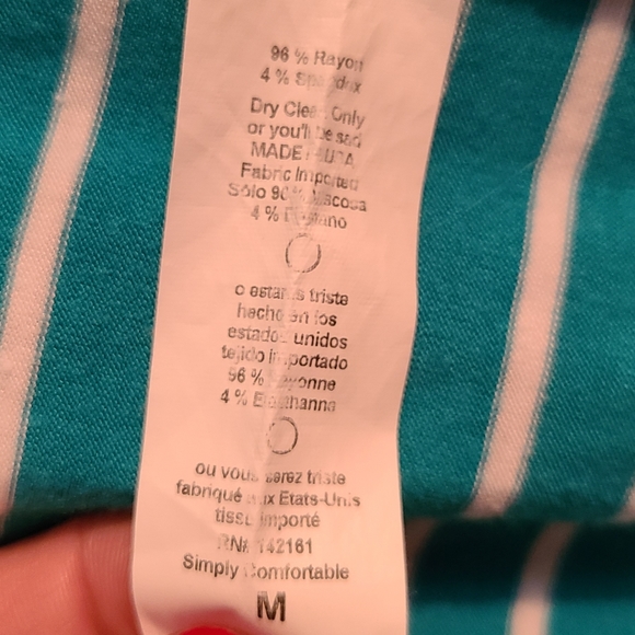 LLR LuLaRoe Striped Cardigan Teal & White M - Picture 4 of 4